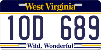 WV license plate 1OD689