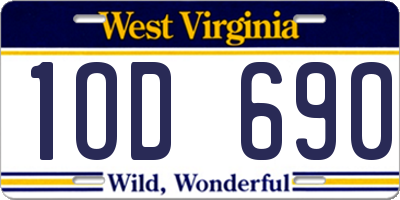 WV license plate 1OD690