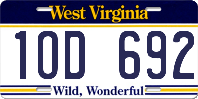 WV license plate 1OD692