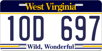 WV license plate 1OD697