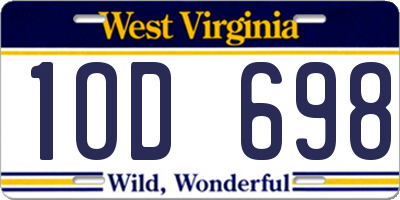 WV license plate 1OD698