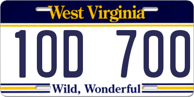 WV license plate 1OD700