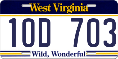 WV license plate 1OD703
