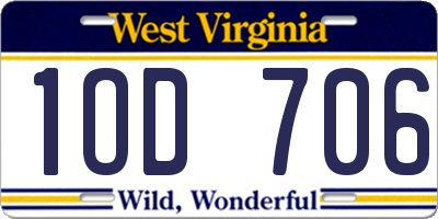 WV license plate 1OD706
