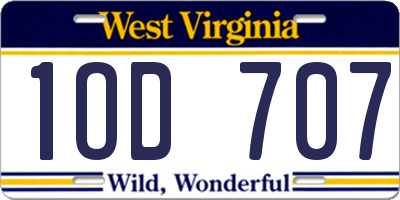 WV license plate 1OD707