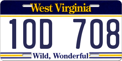 WV license plate 1OD708