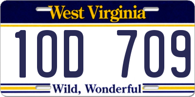 WV license plate 1OD709