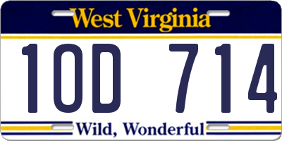 WV license plate 1OD714