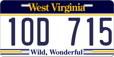WV license plate 1OD715