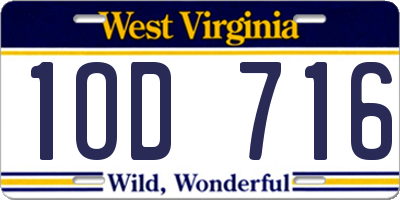 WV license plate 1OD716