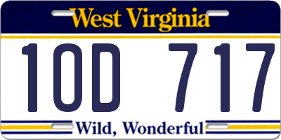 WV license plate 1OD717