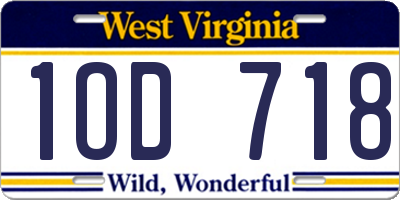 WV license plate 1OD718