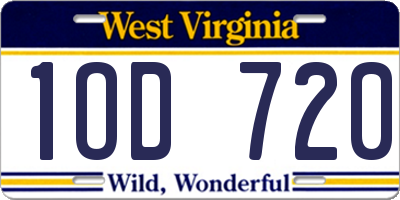 WV license plate 1OD720