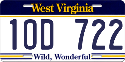 WV license plate 1OD722