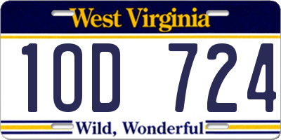 WV license plate 1OD724