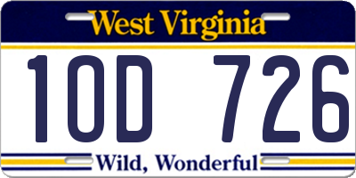 WV license plate 1OD726