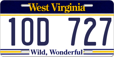 WV license plate 1OD727