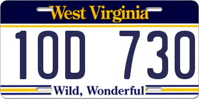 WV license plate 1OD730