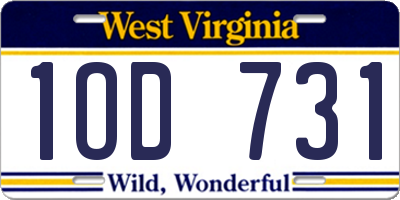 WV license plate 1OD731