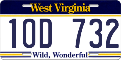 WV license plate 1OD732