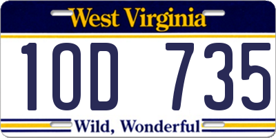 WV license plate 1OD735