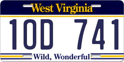 WV license plate 1OD741