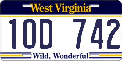 WV license plate 1OD742