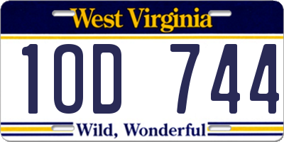 WV license plate 1OD744