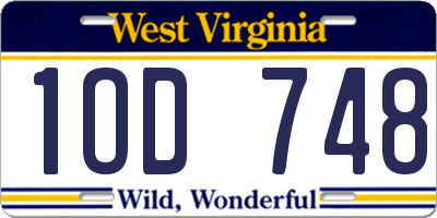 WV license plate 1OD748
