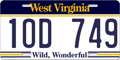 WV license plate 1OD749