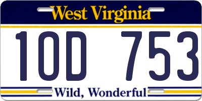 WV license plate 1OD753