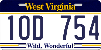 WV license plate 1OD754
