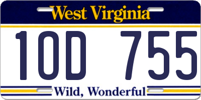 WV license plate 1OD755