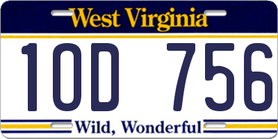 WV license plate 1OD756