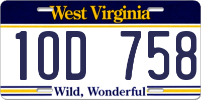 WV license plate 1OD758