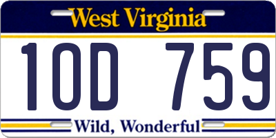 WV license plate 1OD759