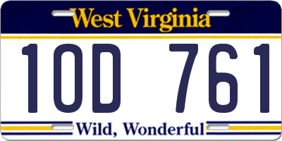 WV license plate 1OD761