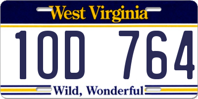 WV license plate 1OD764