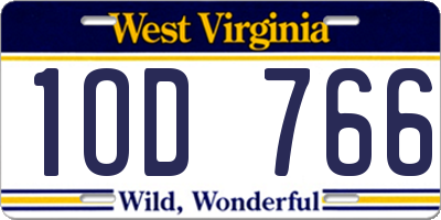 WV license plate 1OD766