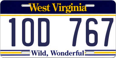 WV license plate 1OD767
