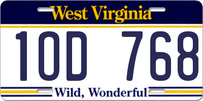 WV license plate 1OD768