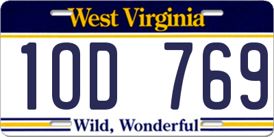 WV license plate 1OD769