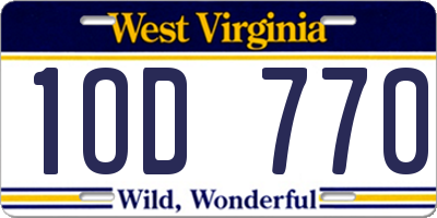 WV license plate 1OD770