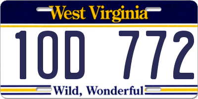 WV license plate 1OD772