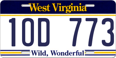 WV license plate 1OD773