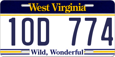 WV license plate 1OD774