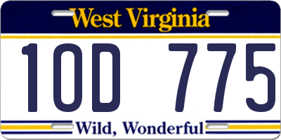 WV license plate 1OD775