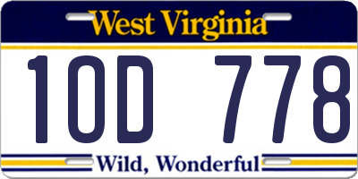 WV license plate 1OD778