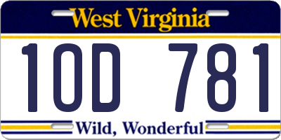 WV license plate 1OD781
