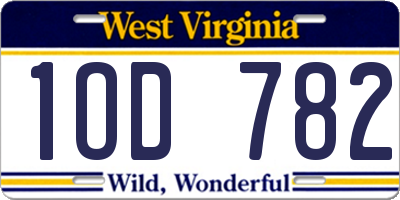 WV license plate 1OD782